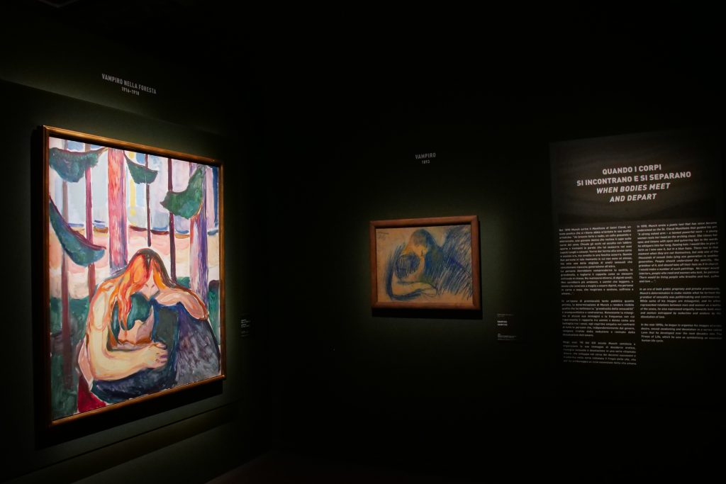 Allestimento della mostra su Munch