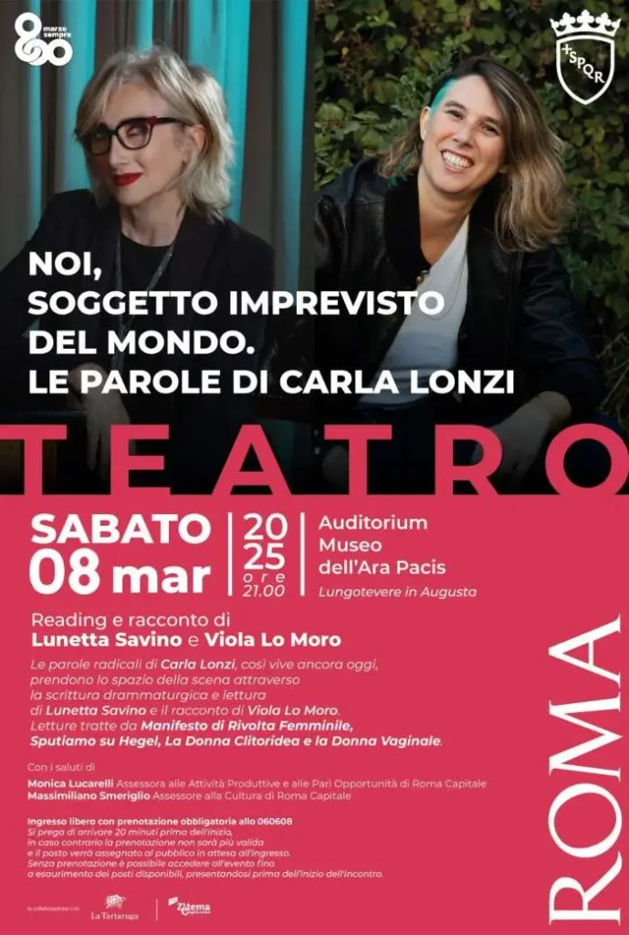 Eventi a Roma 8 marzo 2025: Omaggio a Carla Lonzi 