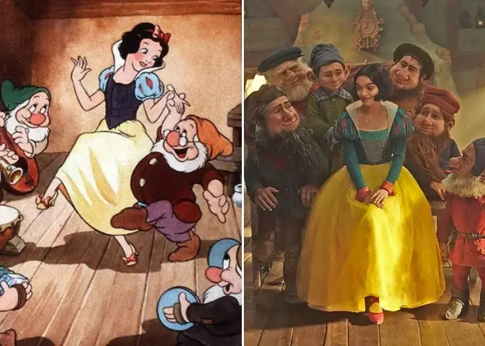 confronto tra Biancaneve del 1937 e Biancaneve 2025