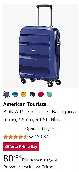 American Tourister BON AIR - Spinner S, Bagaglio a mano, 55 cm, 31.5L, Blu (Midnight Navy)