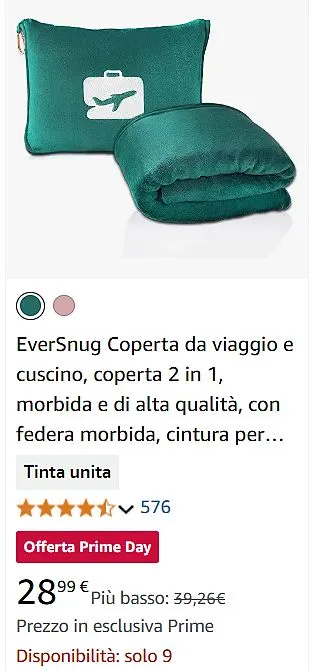 Offerte Amazon Prime Day sugli accessori da viaggio: Coperta-cuscino EverSnug