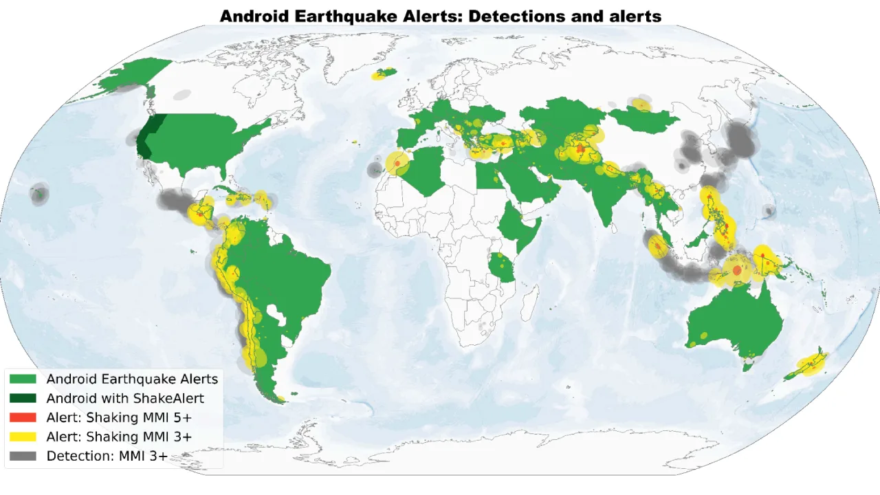 Mappa terremoti Android Earthquake Alerts