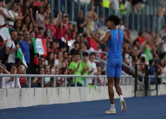 Mattia furlani agli Europei di atletica del 2024 a Roma