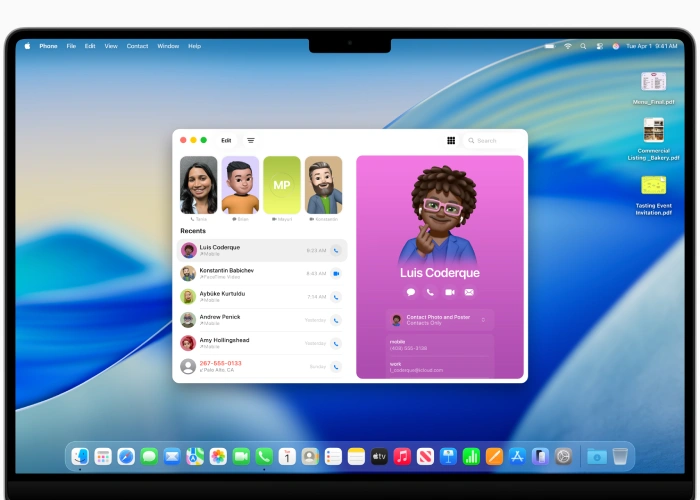 Mac con macOS 26 Tahoe - app Telefono