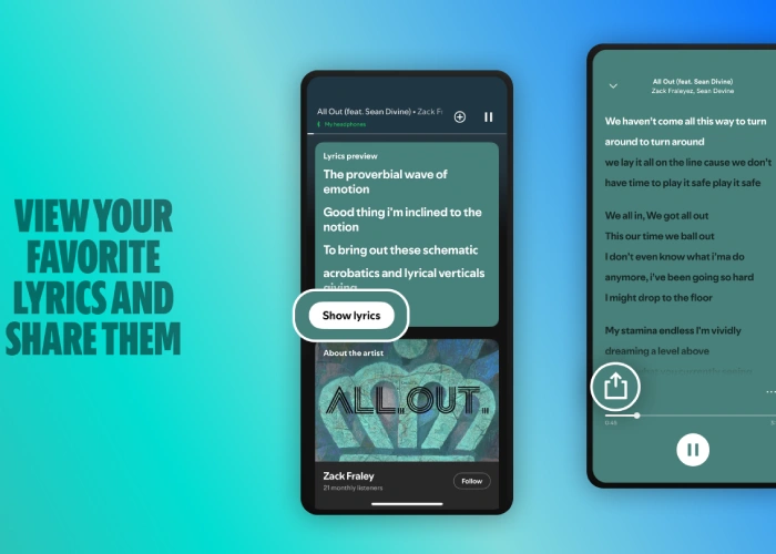 Testi delle canzoni con Spotify Free
