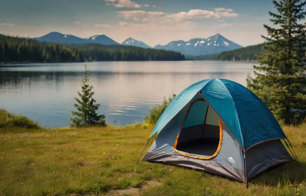 Un mini caamping su un lago