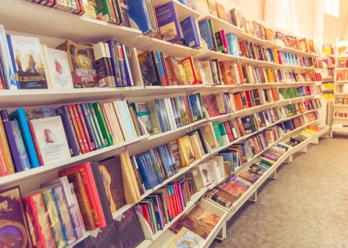 Libri esposti in una libreria