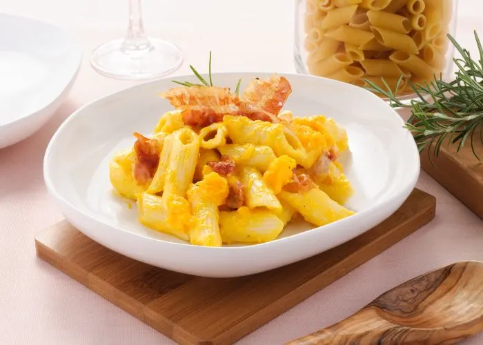 Pasta alla crema di zucca, ideale anche per le schiscette
