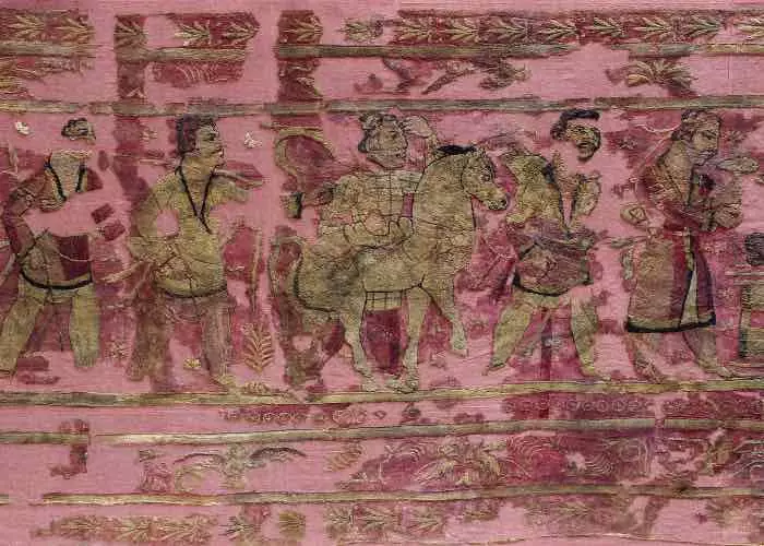 Frammento di tappeto ricamato, Battriana, epoca degli Xiongnu 