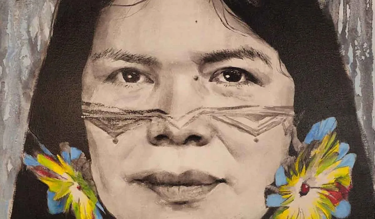 Ritratto di Patricia Gualinga (particolare). Opera di Juliart [Giulia Spanu] - Courtesy of Agrpress