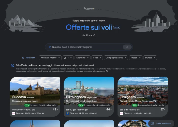 Google Offerte sui voli