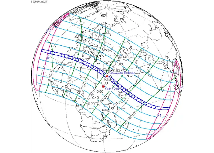 Eclissi solare totale 2 agosto 2027
