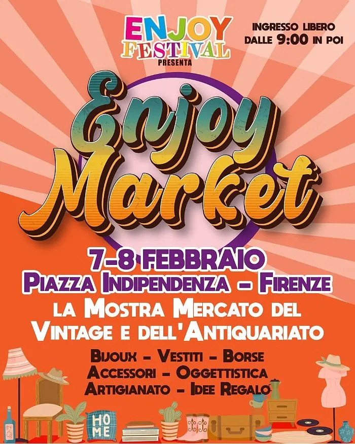 tra gli eventi in programma sabato 7 e domenica 8 febbraio 2026, arriva Enjoy Market a Firenze