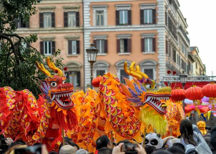 Un momento del Capodanno cinese a Piazza Vittorio, Roma
