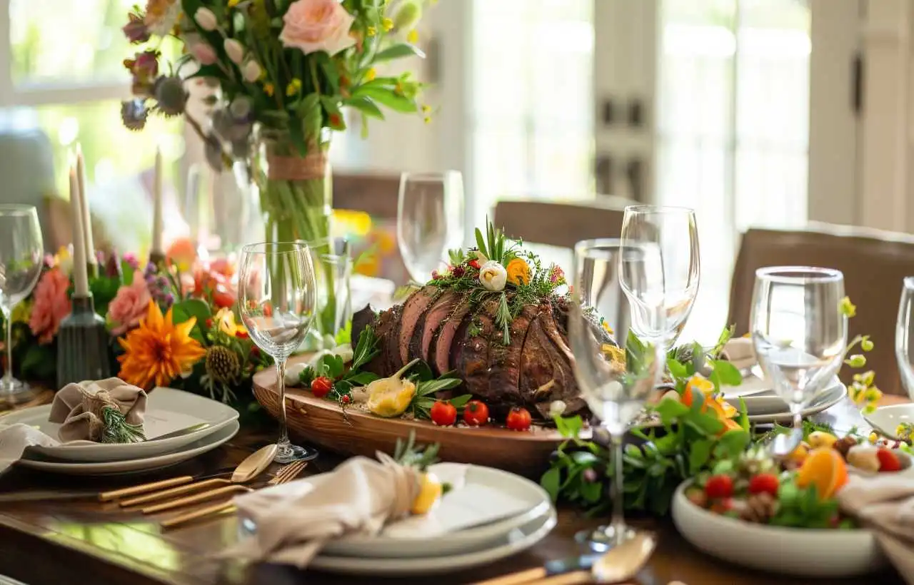 tavola apparecchiata per un pranzo di Pasqua