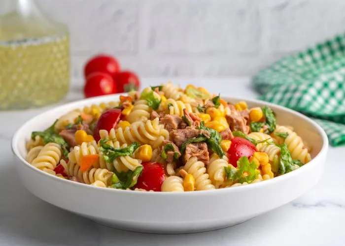 Un piatto di pasta fredda