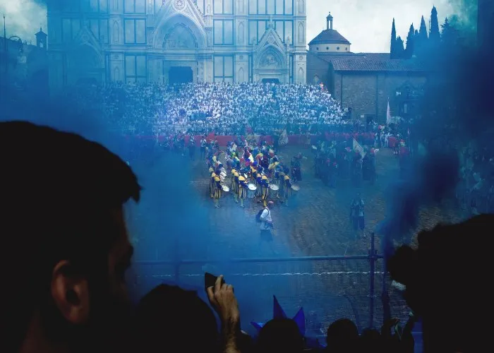 Un momento del Calcio Storico Fiorentino