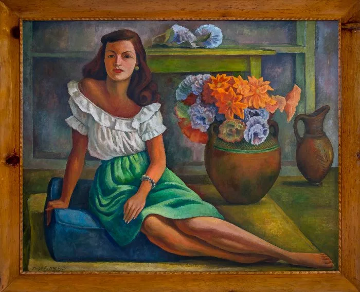 Rivera, Mujer sentada con flores