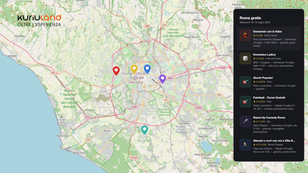 Cosa fare a Roma questo weekend gratis - mappa degli eventi di sabato 18 e domenica 19 luglio