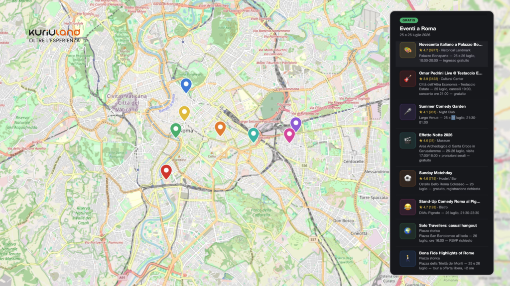 Cosa fare a Roma questo weekend gratis mappa degli eventi di sabato 25 e domenica 26 luglio