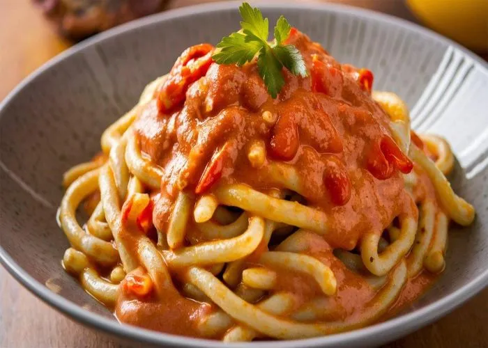 Pasta con crema di peperoni