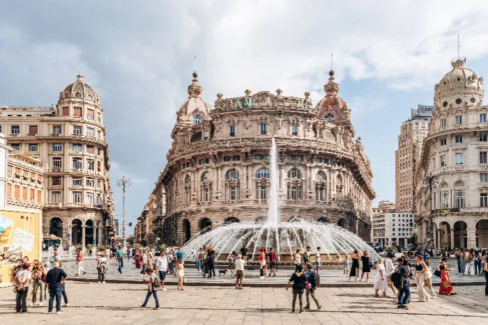Piazza De Ferrari a Genova durante la Settimana Europea della Mobilità